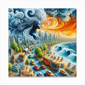 City By The Sea Canvas Print