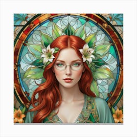 Red Haired Girl With Flowers Canvas Print