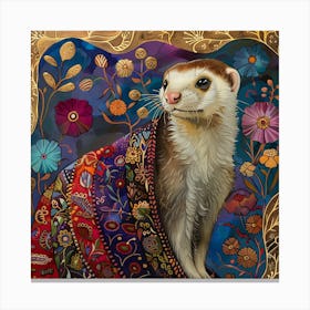 Patchwork Quilted Ferret 1 Canvas Print