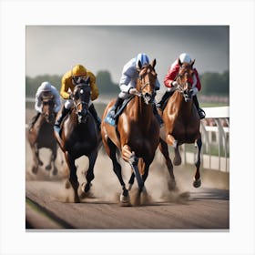 Jockeys Racing On The Track 9 Canvas Print