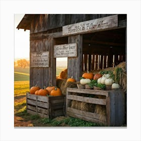 A Rustic Barn With A Weathered Wooden Sign Lean Against It Rolling Hills In The Background Transiti Canvas Print