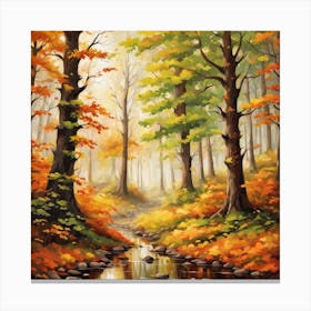 Forest In Autumn In Minimalist Style Square Composition 256 Canvas Print