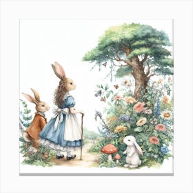 Alice and Peter Rabbit in Wonderland 1 Canvas Print