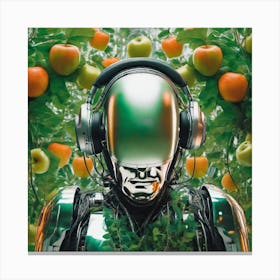 Robot In The Orchard 1 Canvas Print