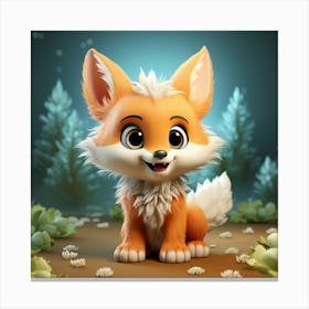 Fox In The Forest 16 Canvas Print