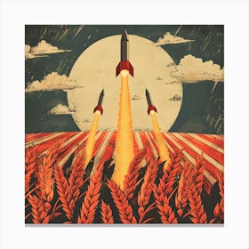 Moon Rocket Soviet Propaganda Canvas Print