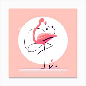 Dancing Flamingo Illustration Canvas Print