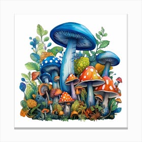 Mushrooms And Plants 1 Canvas Print