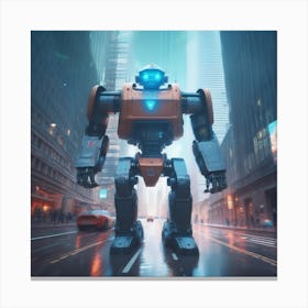 Futuristic Robot In The City 1 Canvas Print