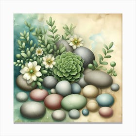 Succulents And Flowers Canvas Print