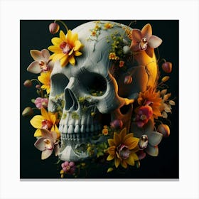 Skull With Flowers 2 Canvas Print