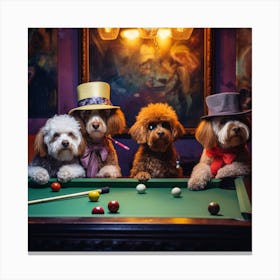 Billiards With Dogs Canvas Print