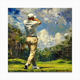 A Golfer Teeing Off Oil Painting Illustration 1718673251 3 Canvas Print