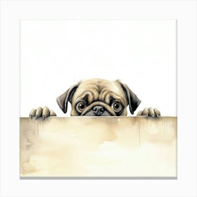 Pug Dog On A Sign Canvas Print