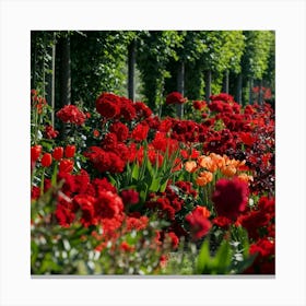 Into The Garden Red 3 Canvas Print