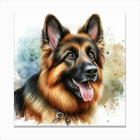 German Shepherd Dog Head Watercolor Painting Canvas Print