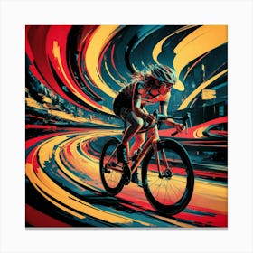 Velocity in Motion: Urban Cyclist's Journey Canvas Print