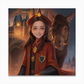 Dreamshaper V7 A Digital Paint Of A Gryffindor Witch Girl With 2 Canvas Print