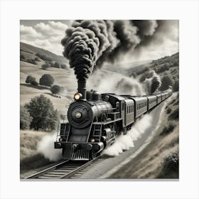 Train On The Tracks art Canvas Print