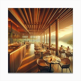 Restaurant At A Lake Canvas Print