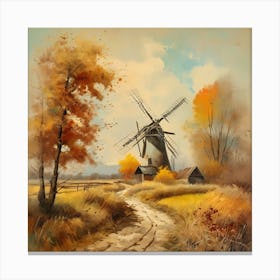 Vintage Oil Painting, Farmhouse Wall Decorations, Vintage Landscape, Printable Wall Art, Vintage Landscape Oil Painting.
4Windmills. Canvas Print