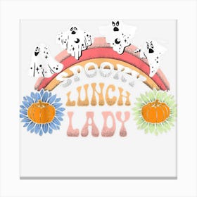 Spooky Lunch Lady Ghost Groovy Halloween Rainbow Canvas Print