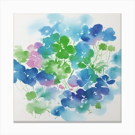 Blue And Green Flowers Canvas Print