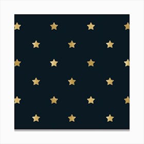 Gold Stars On A Black Background Canvas Print