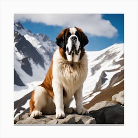 St Bernard Dog In Mountain (1) Canvas Print