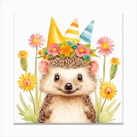 Floral Baby Hedgehog Nursery Illustration (31) Canvas Print