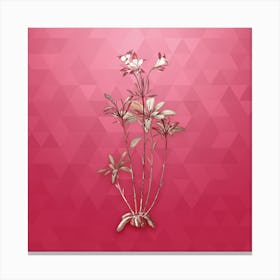Vintage Lily of the Incas Botanical in Gold on Viva Magenta Canvas Print