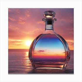 Vivid Colorful Sunset Viewed Through Beautiful Crystal Glass Bottel, Close Up, Award Winning Photo (2) Canvas Print