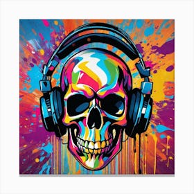 Skull With Headphones 71 Canvas Print