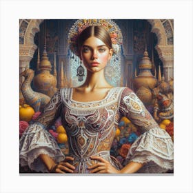 Woman In An Ornate Dress 1 Canvas Print