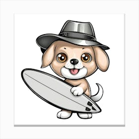 Dog With Surfboard Canvas Print