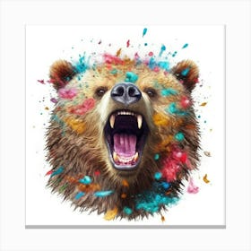 Bear With Colorful Splashes Canvas Print