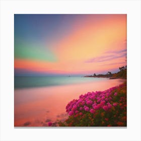 Colorful Sunset At Beach Canvas Print