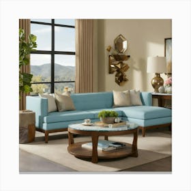 A Photo Of A Living Room With A Large Sofa (3) Canvas Print
