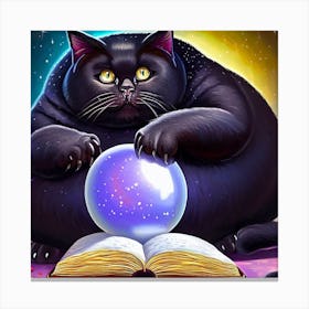 Black Cat With Crystal Ball 7 Canvas Print