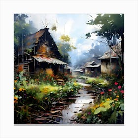 Village In The Forest Canvas Print