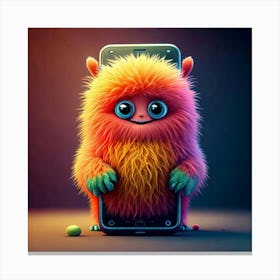 Firefly Creaturemorphic, Smartphone, Fluffy, Soft, Adorable, Innovative, Whimsical, Vibrant, Surreal (9) Canvas Print