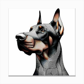 Doberman - Abstract Line Art Illustration 126 Canvas Print