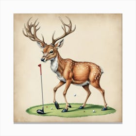 Deer On Golf Course 2 Canvas Print