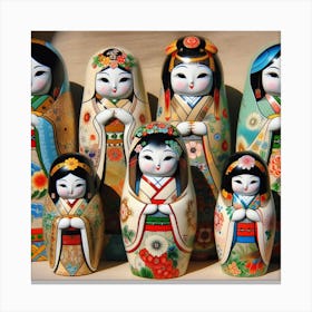 Japanese ceramic dolls Canvas Print