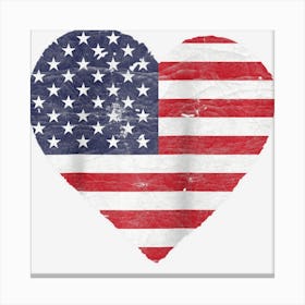 American Flag Heart Usa Fourth Of July Canvas Print