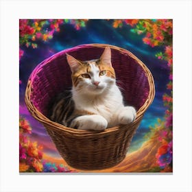 Cat in a Flower Garden Canvas Print