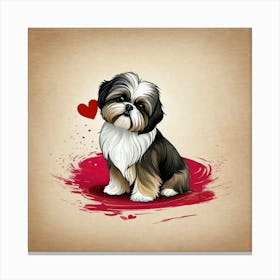 Lover shihtzu dog, heart Canvas Print