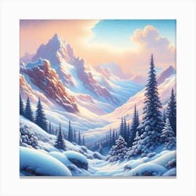 Snow avalanche in the mountains Canvas Print
