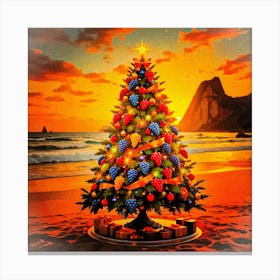 Christmas Tree On The Beach 2 Canvas Print