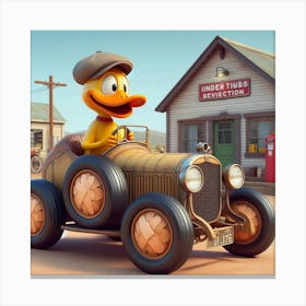 Donald Duck In A Car 6 Canvas Print